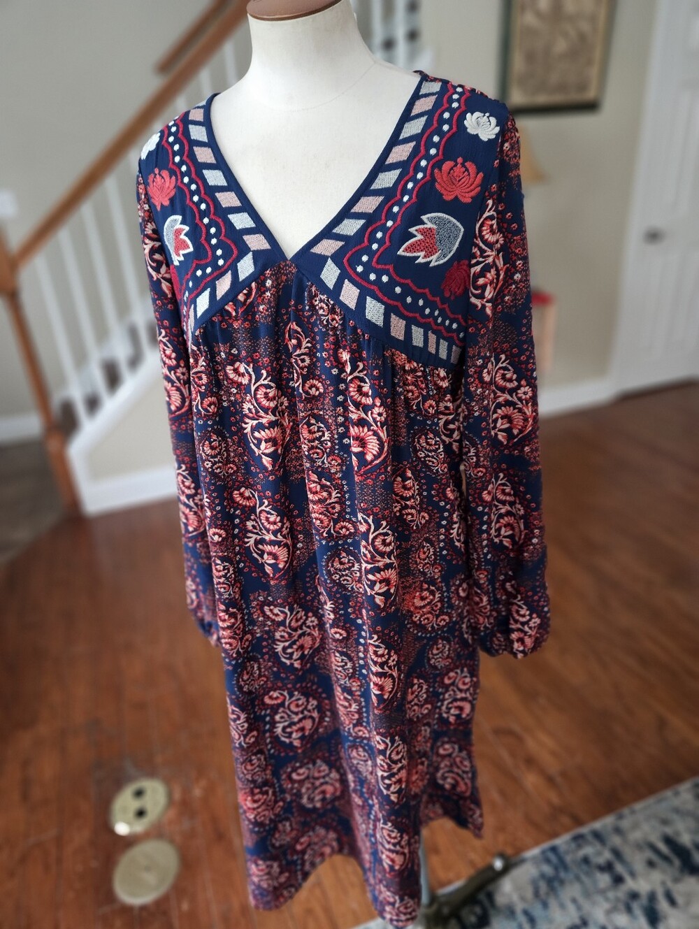 Xhiliration Embroidered Boho Dress Large - Picture 2 of 5